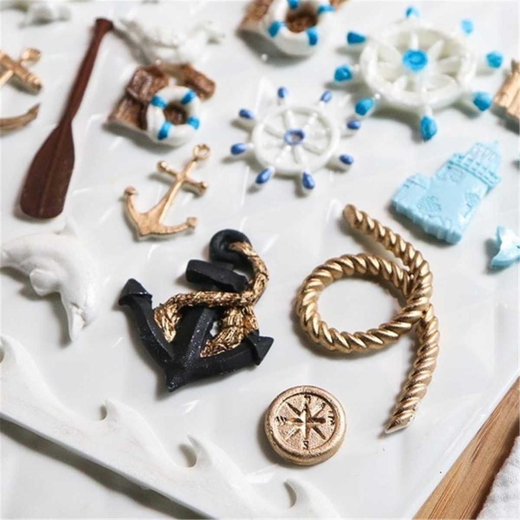 1pc Boat Ship's Anchor Shape Fondant Mold Silicone Paddle Wave Cake Mold DIY Cake Gum Paste Cupcake Chocolate Decorating Tool