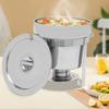 11L/9.9Qt Runder Suppen-Chafing Dish aus Edelstahl mit Wasserwanne, Moderner Silberner Buffet-Wärmer mit Brennstoffhalter für Catering & Partys