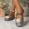 Fashion Transparent Fashion PVC Jelly Sandal Slippers Summer Shoes for Women Casual Crystal Hollow Slides Thick Low Heel Baotou Slipper