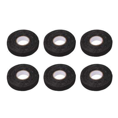 6pcs Cloth Tape Black Noise Damping Heat Proof Shock Absorbing Wear Proof Flame Retardant 19mmx25m Wire Harness