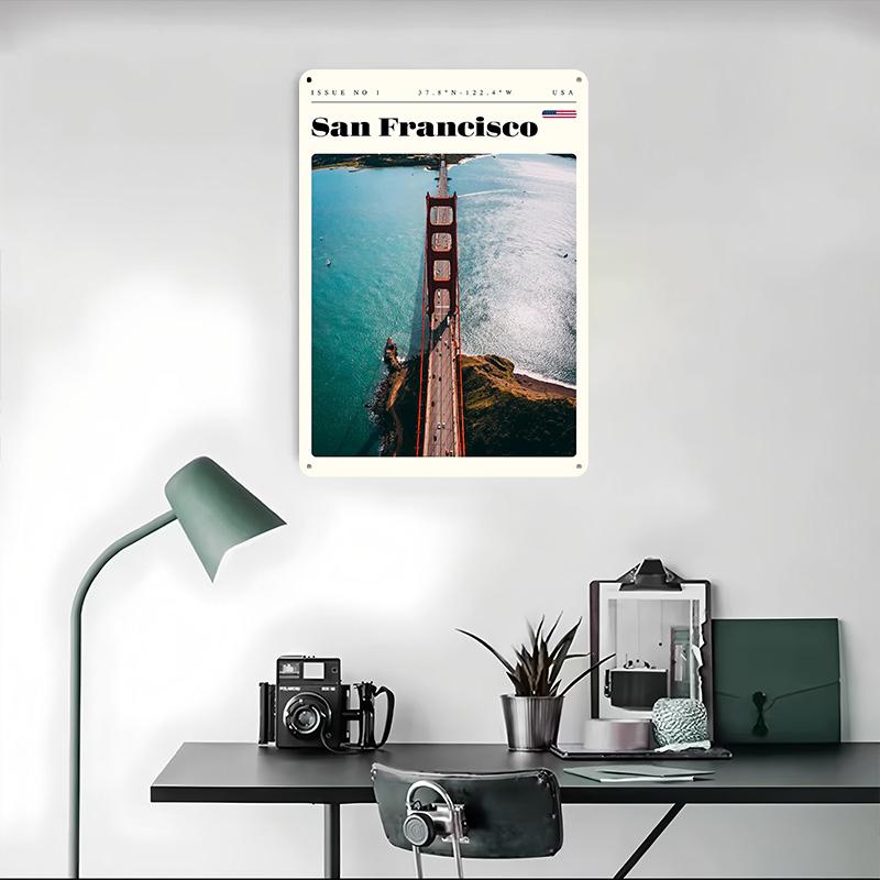 San Francisco California Travel Art Printed Poster Customized Wall Art Retro Vintage Metal Tin Signs for Room Bedroom Decoration