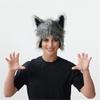 Plush Wolf Ear Hat for Halloween Party Winter Earflaps Hat Windproof Coldproof Unisex Headwear For Adult Teens Cosplay