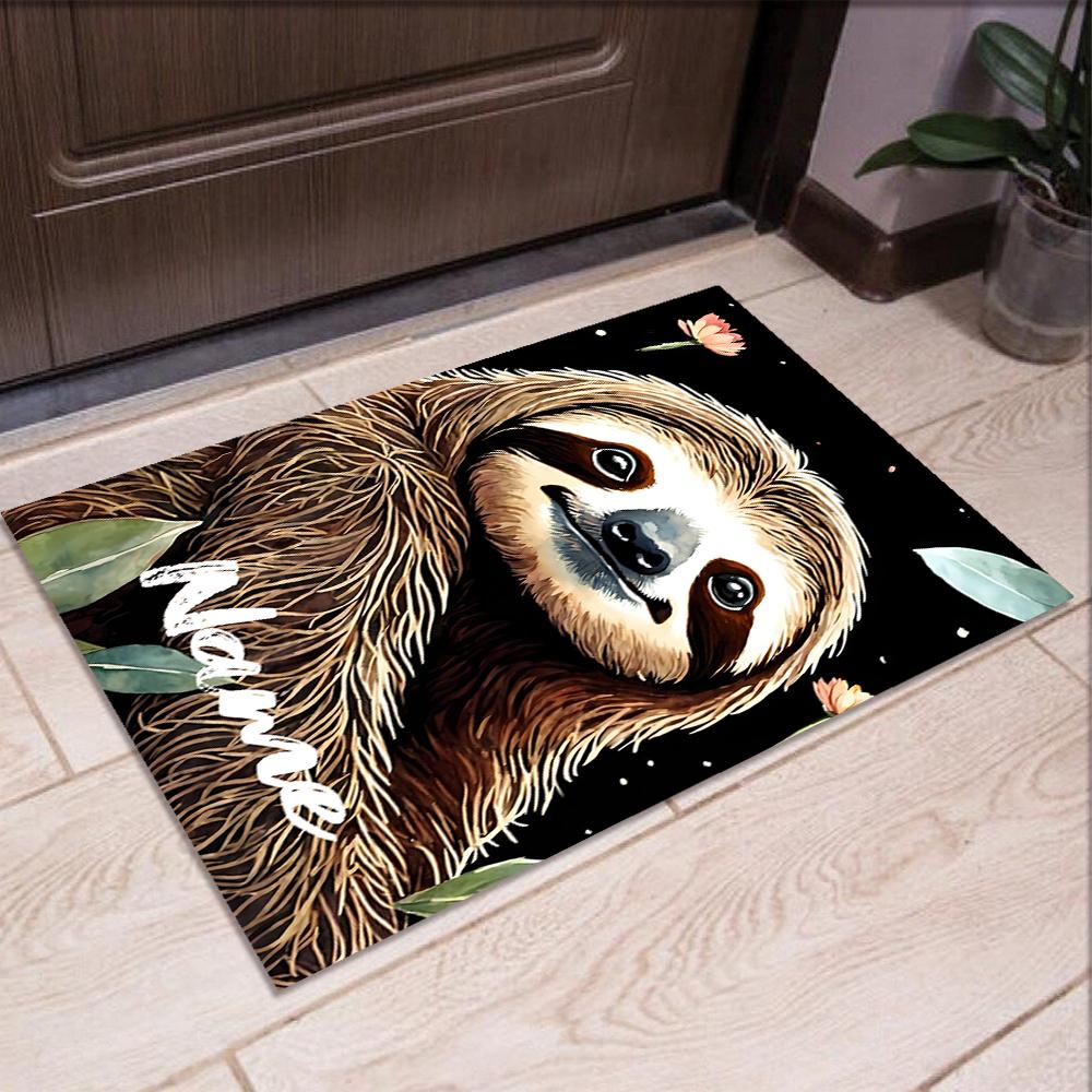 Custom Name Sloth Printed Carpet,Rug for Office Chair Living Room Bedroom Kitchen Room Decor Gifts.