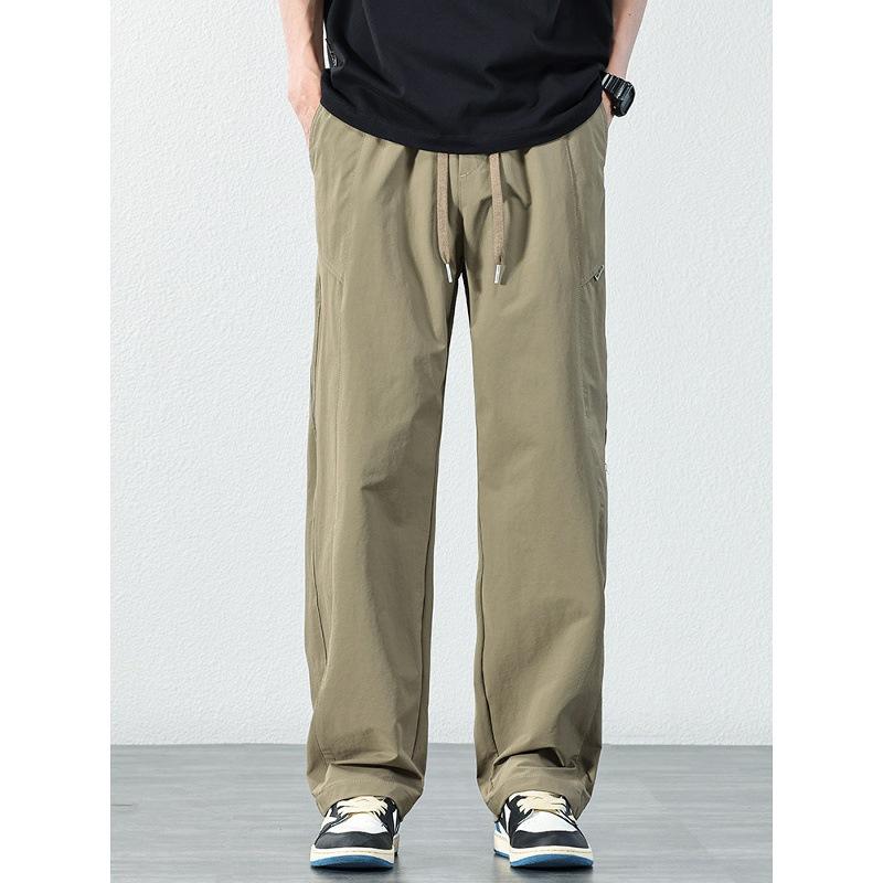 Khaki Casual Pants Men's Summer Ice Silk Quick-drying Pants Loose Straight Sports Trousers