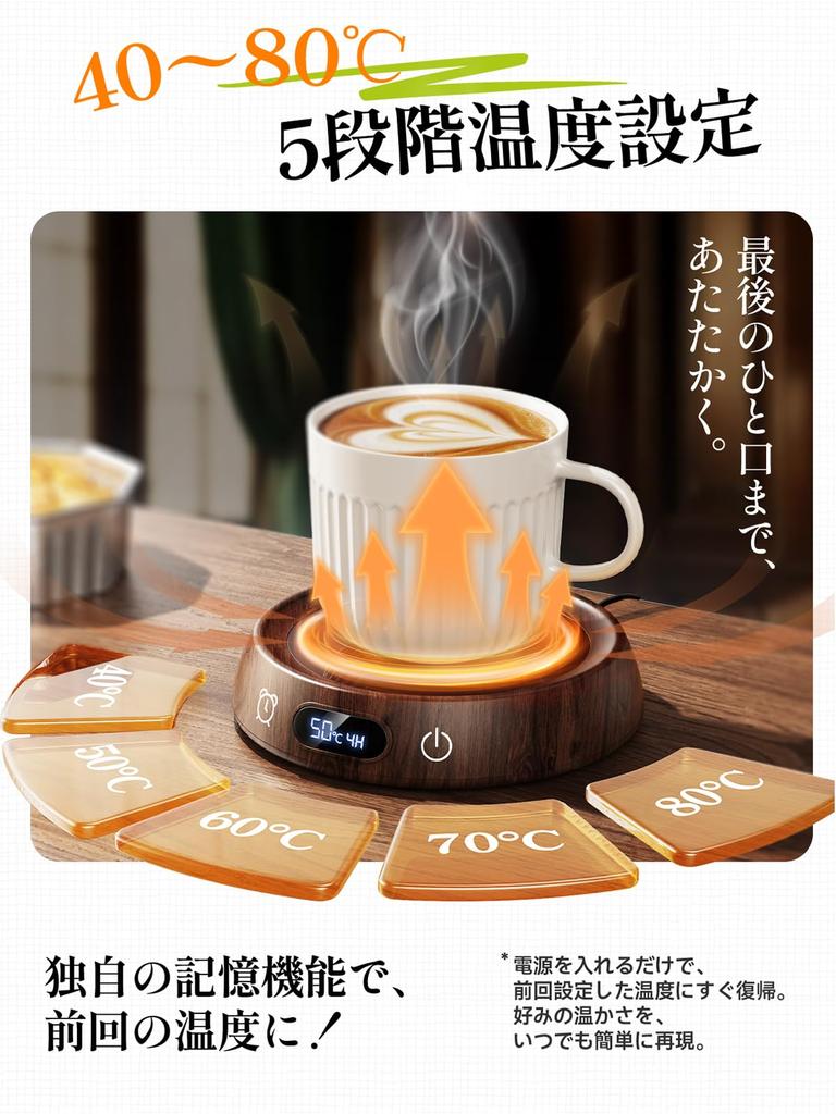 Gimama Cup Warmer Setting with Memory Coffee Warmer with 5 Temperature Insulated Mug Fast Perfect for and Food Warmer with PSE Safety Nationwide