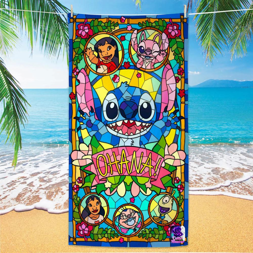 American Cartoon Figure Print Thick Microfiber Beach Towel Quick Dry Bath Blanket For Kids