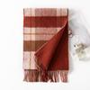 100% Wool Winter Scarf Men Women Thick Warm Plaid Knit Shawl With Fringe 180x30cm