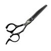 6.0" Black Notch Handle Hairdressing Scissors - Barber Straight & Thinning Shears
