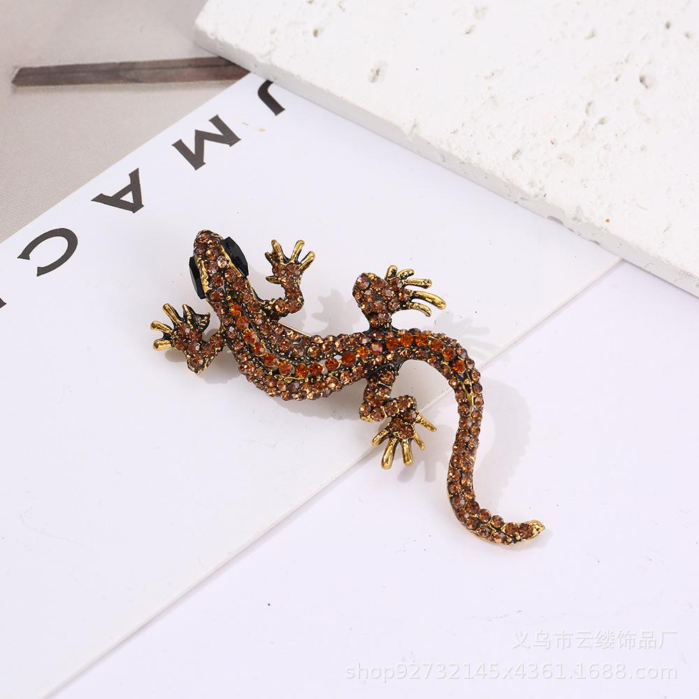 

Pinkdudu модная брошь в виде геккона из сплава, инкрустированная стразами, ретро цветная брошь с изображением животного для женщин, ювелирные аксессуары, подарки PD532 кофейный