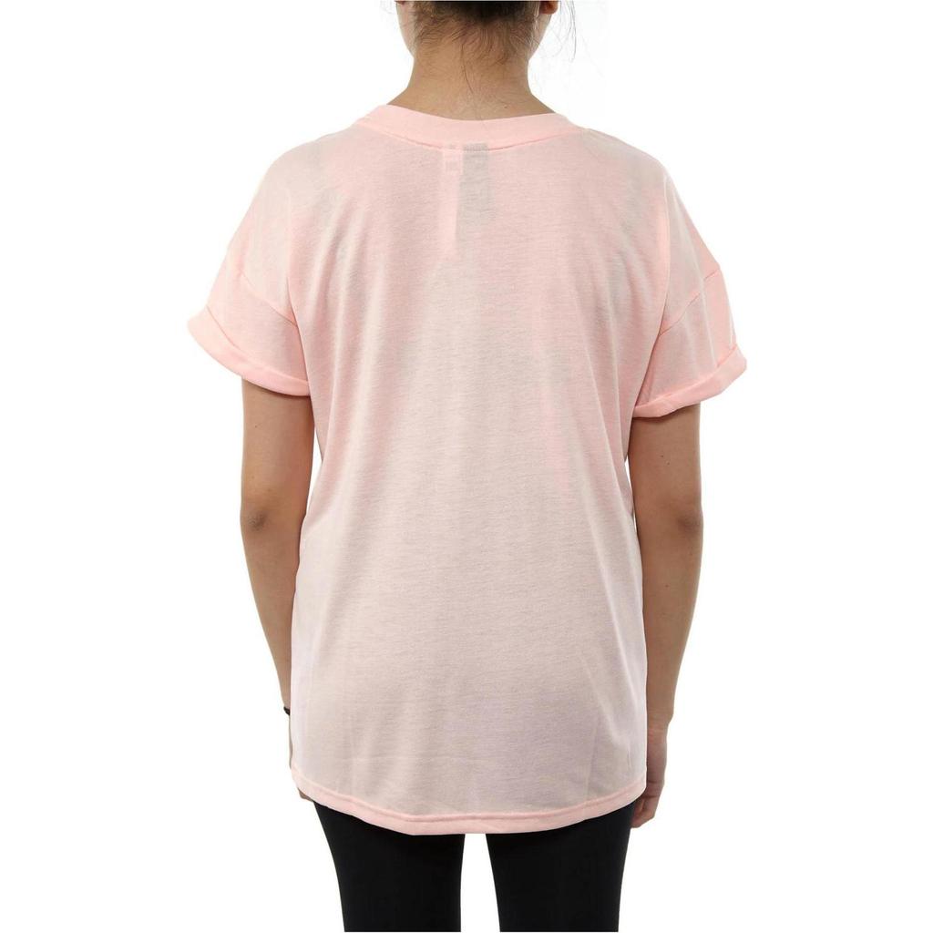 Adidas Solid Logo Print Front Split Short Sleeve T-Shirt Women tops Coral DX0440