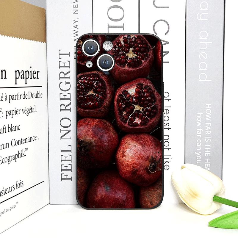Luxurious Pomegranate Flower Pattern Phone Case for IPhone 17 16 12 11 14 13 15 Pro Max Mini X XS 7 8 14 Plus Soft Cover Fundas
