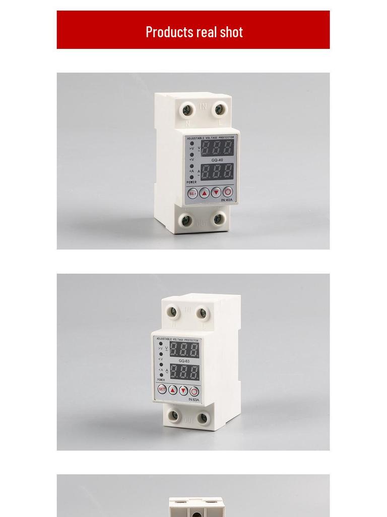 Dual Display Adjustable Current Protector with Over/Undervoltage, Overpressure, and Overload Protection