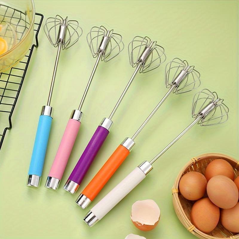 Stainless Steel Semi-Automatic Egg Whisk - Hand-powered Mixer for Easy Stirring, Whisking and Mixing - Essential Kitchen Gadgets