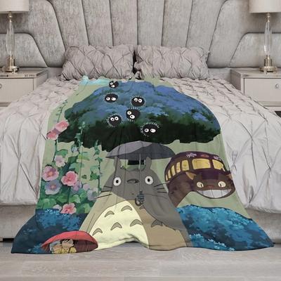 Αφράτη Κουβέρτα-Ρίχτρα Anime Totoro για Καναπέ, Γόνατα, Μαλακή, Πολυτελής Διακόσμηση Σπιτιού, Ρίχτρες, Χαριτωμένες Κουβέρτες Κήπου/Κρεβατιού για Παιδιά