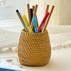 1pcs Creative Retro Imitation Rattan Pen Holder Makeup Brush Eyebrow Pencil Storage Box Office Desktop Artistic Decoration
