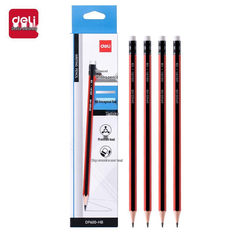 Deli DP600-HB Hexagonal Writing Pencils, HB (12-pack)