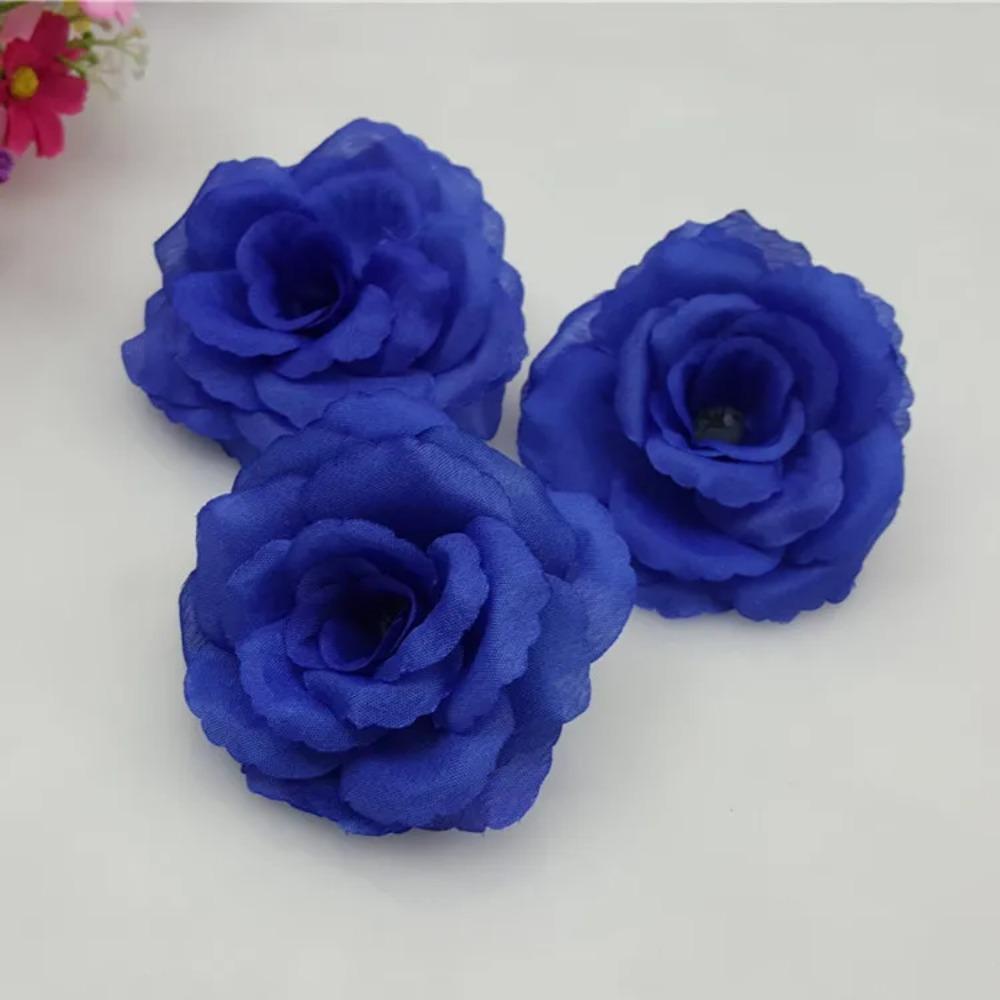 Can Mix Color 10PCS/Lot 8CM Yellow Artificial Rose Silk Flower Heads DIY Wedding Home Decoration Festive Party Supplies 17colors