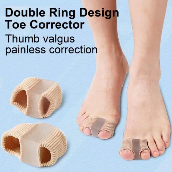 2Pcs Breathable Toe Spacers Flexible Bunion Relief Pads Double-ring Toe Separators Comfortable Toe Splints for Day Night Wear
