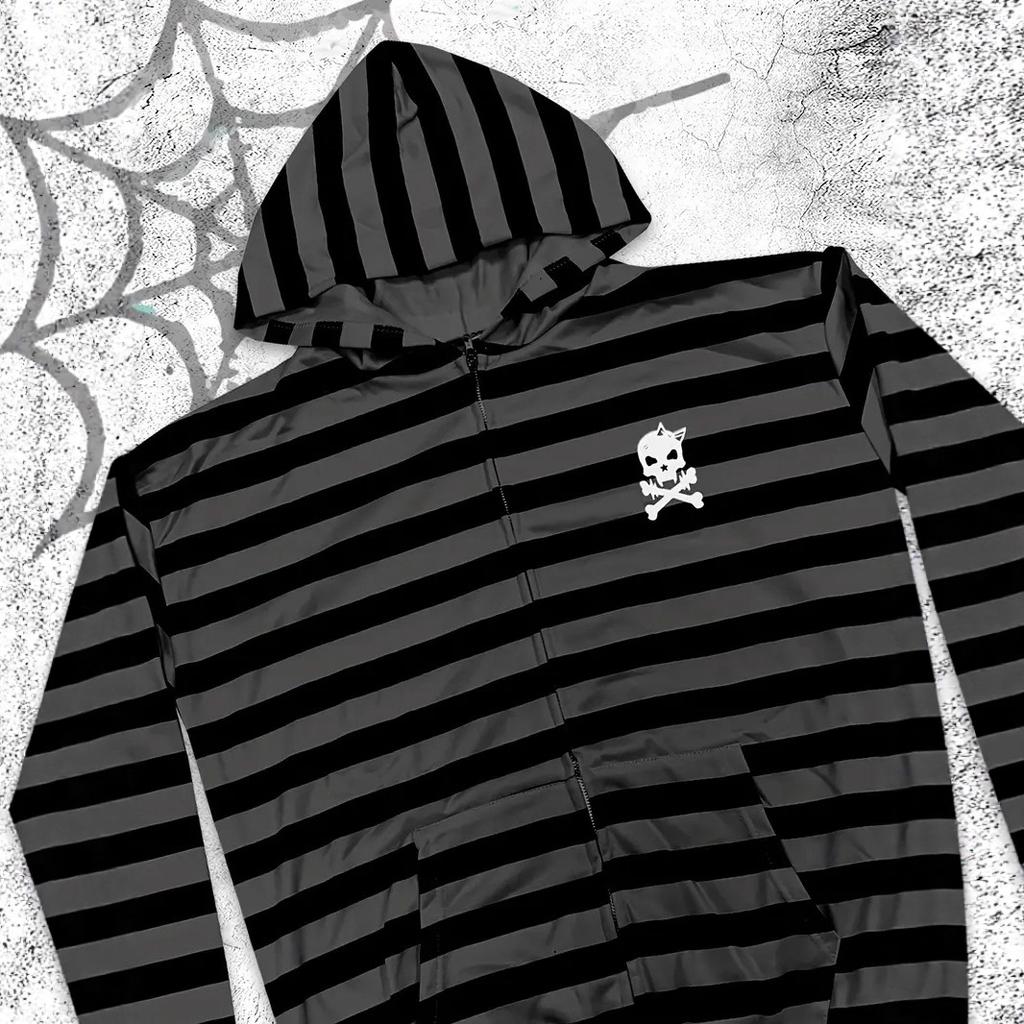 Pull gothique personnalité européenne et américaine automne et hiver sweat à capuche imprimé crâne veste tendance rue hommes et femmes
