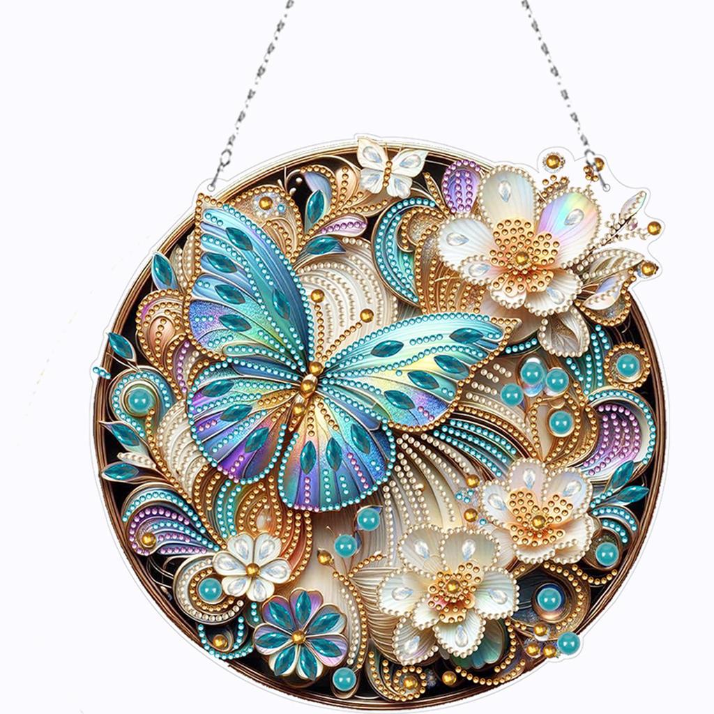 2D Flat DIY Diamond Painting Set Hanging Diamond Art Kits Rhinestone Diamond Art Window Pendants Wall Decor for Home & Windows