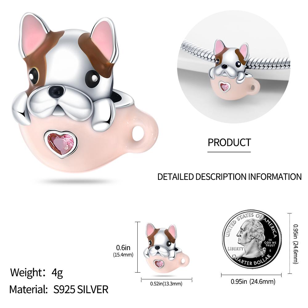 Charms Plata  Cup Cute Dog Beads Fit Original  Bracelets Charms For Women Jewelry Diy Making Gifts