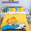 Set de așternut cu model 3 buc. Aventurile lui Tintin set husă pilotă include husă pilotă & fețe de pernă, decor perfect pentru dormitor pentru toate anotimpurile & cadou