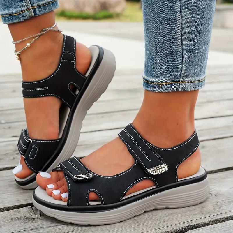 Fashion Women Sandals Summer 2025 New Summer Beach Elegant Pu Leather Sandals Women Fashion Sport Style Lightweight Causal Women Shoes