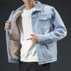 Mannen Lichtblauwe Winter Jean Jassen Bovenkleding Warme Denim Jassen Nieuwe Mannen Grote Maat Wollen Voering Dikkere Winter Denim Jassen Size4XL