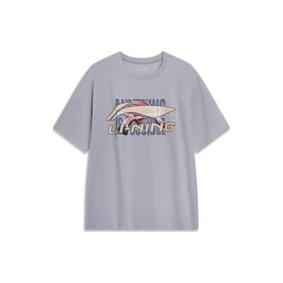 Sports Life Series Basketball Print Round Neck Short Sleeve T-Shirt Men Tops Gray AHST595-4