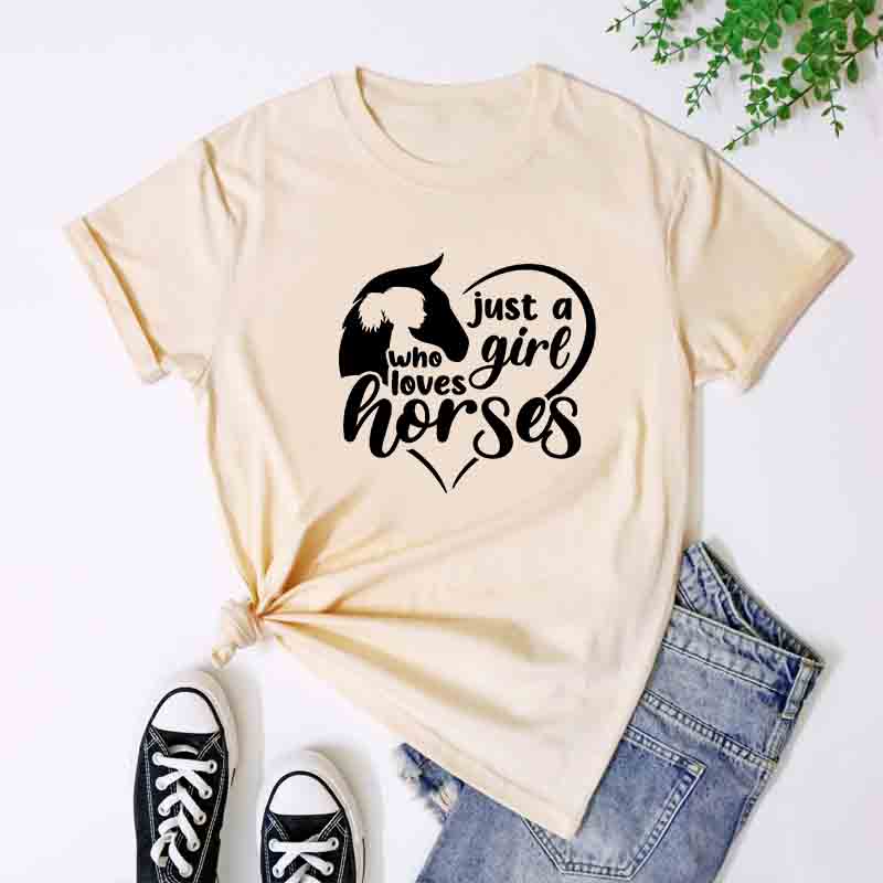 Just A Girl Who Loves Horses TShirt Funny Cowgirl Rodeo Graphic Tee Top Fashion New Years Country Girl Equestrian Tee Shirts