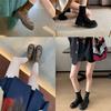 Sheepskin trendy thick heel thick sole thin boots round head pleated rear zipper stack short boots Martin boots women's autumn