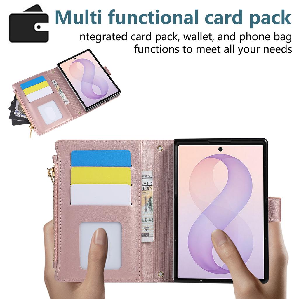 Crossbody Long Lanyard Zipper Cards Solt Wallet Flip Leather Case for Samsung Galaxy Z Fold8 Fold 8 Wide Shockproof Stand Cover