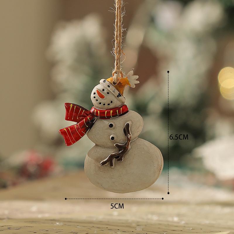 American Retro Christmas Snowman Cane Resin Pendant for Tree Decoration