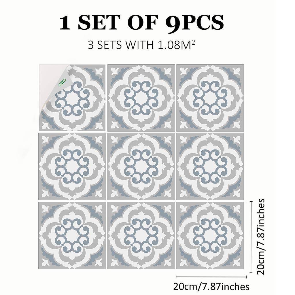 Mediterranean Wind Thickened Living Room Wear-Resistant Retro Pvc Floor Sticker Matte Floor Tile Self-Adhesive Bathroom Wall Sticker