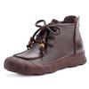 Stiefeletten für Damen Rindsleder 2026 Herbst und Winter Neu Dicksohlige Leder-Kurzstiefel Damen Retro Samt Damenstiefel