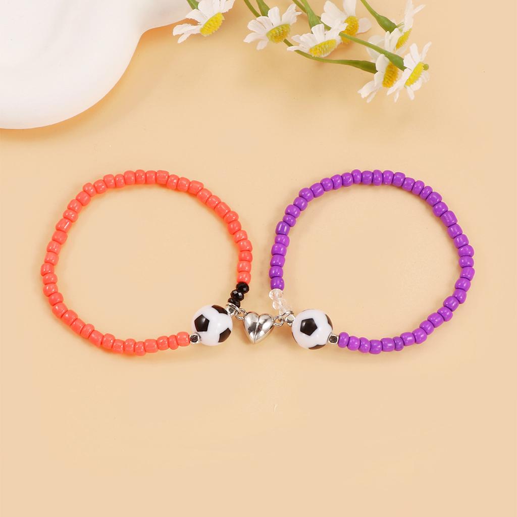 Football Beaded Magnetic Bracelet Set, Fashionable and Exquisite Football World Cup Commemorative Gift