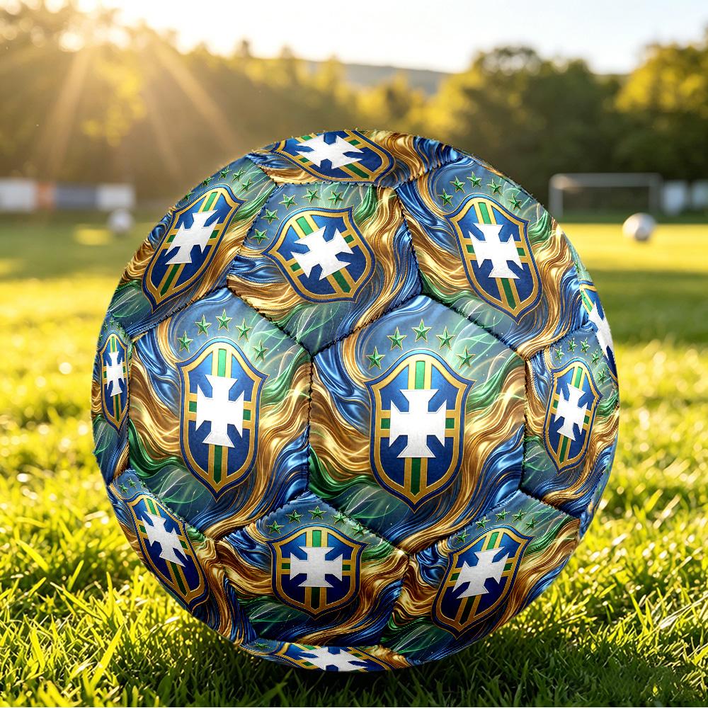 Brasilien Fußball Aufdruck Größe 5 Fußball Ball Verschleißfest Standard Erwachsenen Trainingsfußball Fan Geschenk für Indoor Outdoor Spiel Sport