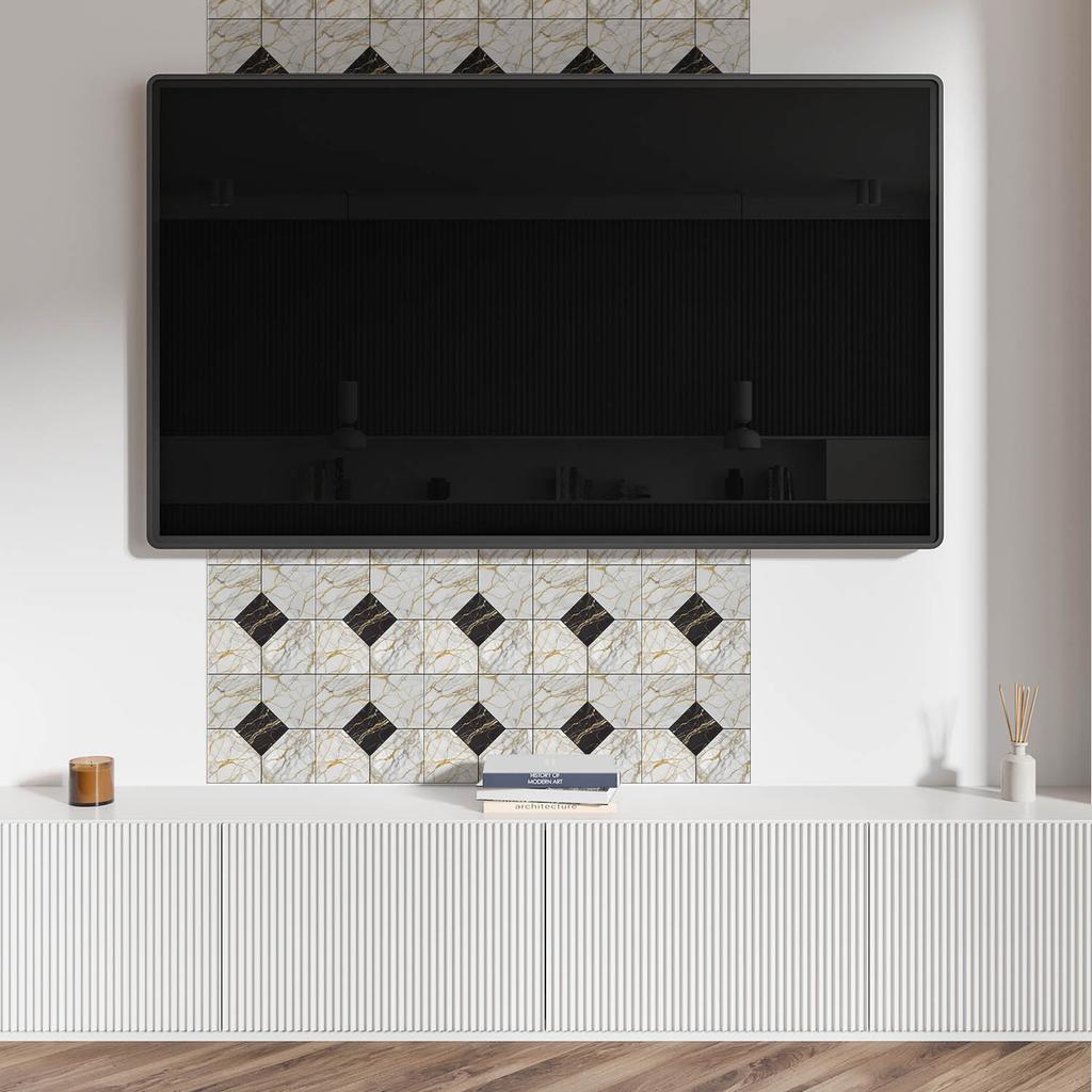 Self-Adhesive Vinyl Printed Tiles Elegant Marble Pattern 20X20X20 Cm