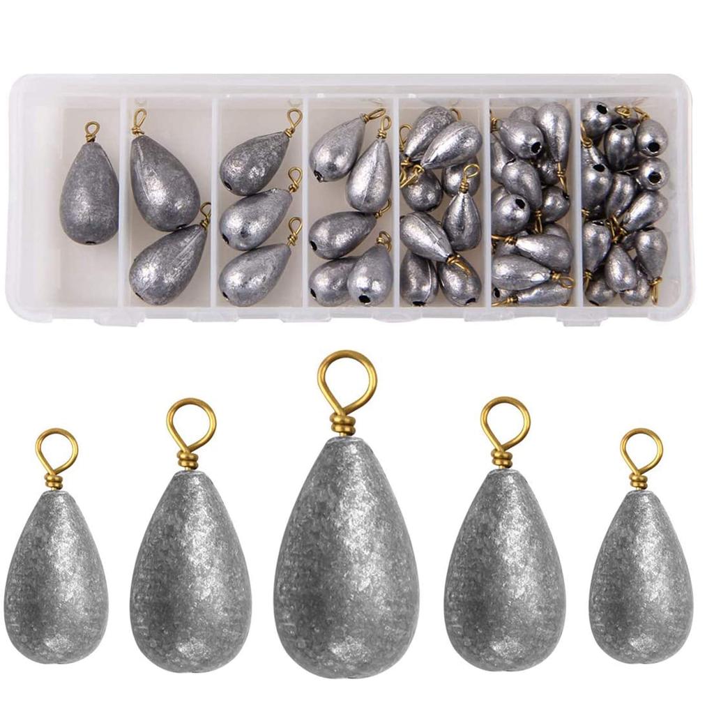 Fishing Weights and Sinkers 54 7 for and Other Fishing Applications Set, Weights, Sizes, 3.5g-28g, Sea, River, Boat,