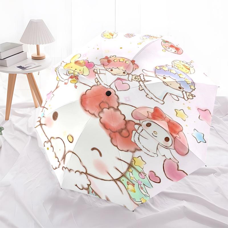 

1pc Hello Kitty Christmas Edition Automatic Opening/Closing Umbrella with Foldable Design, 8-Rib Iron Frame Outdoor Umbrella, Festive Gift Suitable fo