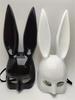 1Pc Rabbit Glossy Mask Black and White Nightclub Masquerade Halloween Party Dress Up Mask