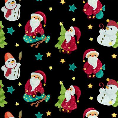 Royal Velvet Fabric Polyester For Sewing - Motif Santas And Snowmen 2