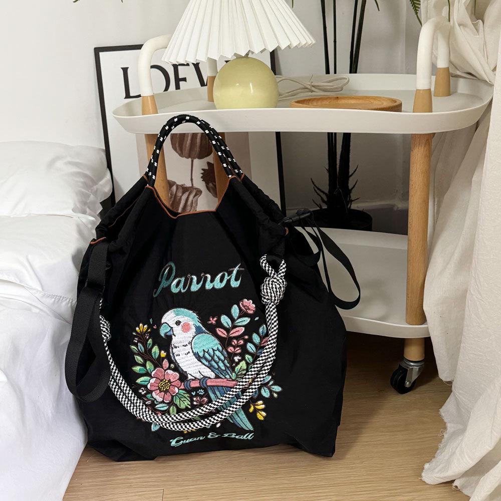 GUANchain Umweltfreundliche Damen-Handtasche: Exquisite gestickte Nylon-Einkaufstasche mit einer Schulter