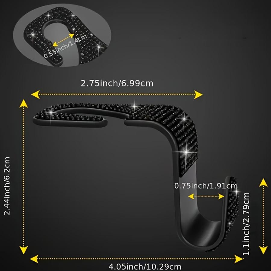 1pcs Black Rhinestone-Studded Hidden Car Seat Hooks Adjustable Ergonomic Design Car Interior Accessories for Organizing Keys, Bags, Hats
