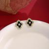 Silver Needle Vintage French Diamond-Studded Rhombus Lace Earrings - Luxurious Palace Style
