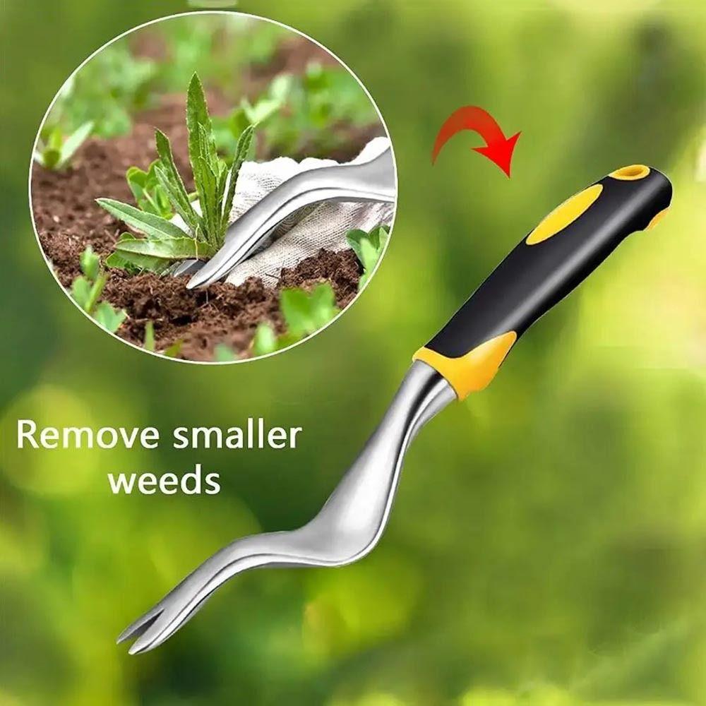 Two-Pronged Fork Root Extractor with Ergonomic Handle Weeder Puller Tool  Transplants