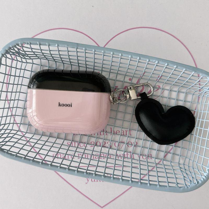 

INS Style Elegant Pink Black Contrast Color Airpods4 Generation Earphone Sleeves Applicable to Apple 2 Generation Wireless Stylish Earphone Case Airpods 3rd generation Pink + black Heart pendant