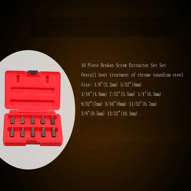 10-teiliger Bolzenausdreher, Werkzeug zum Entfernen abgebrochener Schrauben und Muttern, Mehrfachverzahnung, Entfernung abgebrochener Bolzen, Gleitzahn, Sechskantkopf