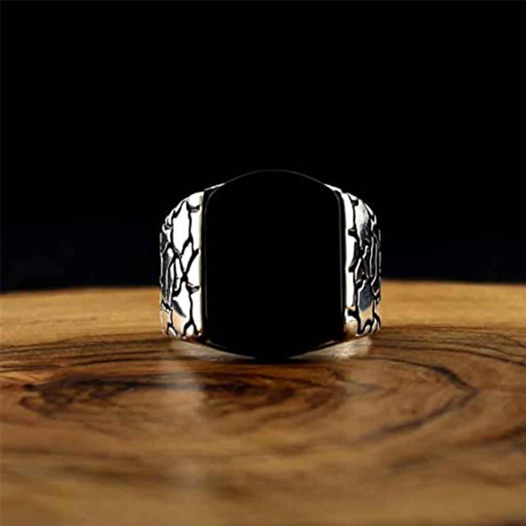Onyx Stein Silber Herrenring, 925 Sterling Silber Herrenring, Onyx Steinring, türkischer Schmuck, Ringe für Männer, einfacher Herrenring, für Männer