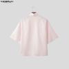 INCERUN Oversized Summer Men Lapel Neck 3/4 Sleeve Buttons Print Casual Shirts Tops
